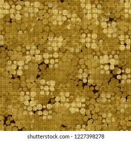Seamless abstract pattern. Golden texture with checkered pseudo relief.