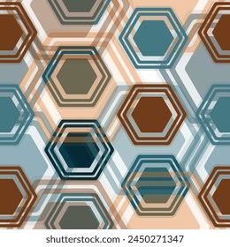 Seamless abstract pattern with gradient. Hexagons bohemian print.  multicolor hexagon background. 