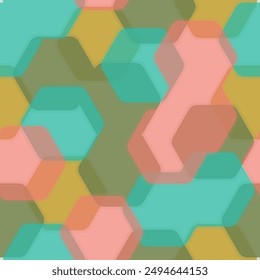 Seamless abstract pattern with gradient. Hexagons bohemian print.   Seamless vector pattern.