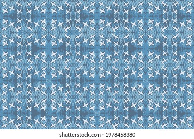 Seamless abstract pattern, graphics. Illustration, can be used for textile, wallpaper and wrapping paper. Blue Diamond and Cross line texture background.