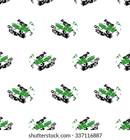 Seamless abstract pattern with green and black elements on white background
