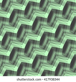 Seamless abstract pattern with green and black curved lines