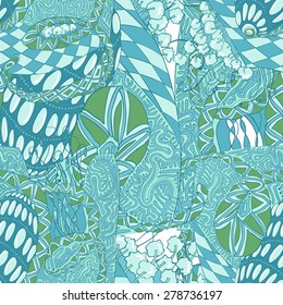 Seamless abstract pattern in green & blue
