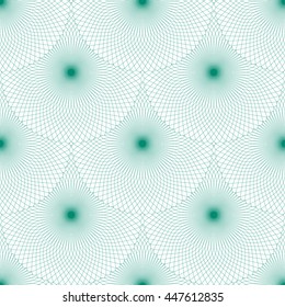Seamless abstract pattern with green guilloche ornament isolated on white (transparent) background. Vector illustration eps