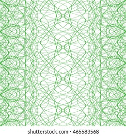 Seamless abstract pattern with green guilloche ornament isolated on white (transparent) background. Vector illustration eps