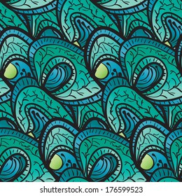 Seamless abstract pattern of green plants