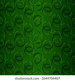 A seamless abstract pattern of green textured spirals swirling across a deep forest background.