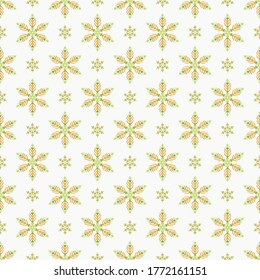 Seamless abstract pattern in green and yellow colors on a white background. Vector pattern
