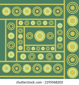 Seamless abstract pattern with green yellow and white geometric elements for fabric, textile prints, covers for gifts etc.