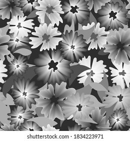 seamless abstract pattern with grey gradient flowers