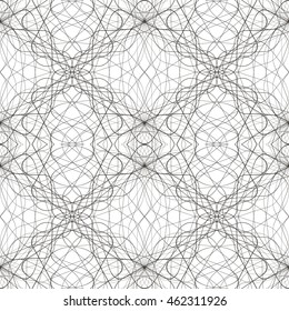 Seamless abstract pattern with grey guilloche ornament isolated on white (transparent) background. Vector illustration eps