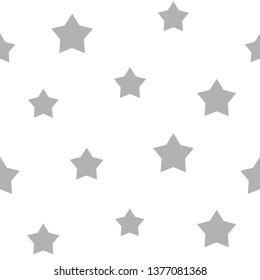 Seamless abstract pattern with grey stars of different size on white background. Nice vector illustration. cartoon cosmos