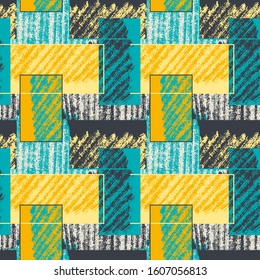 Seamless abstract pattern with grungy geometry elements. 