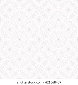 Seamless abstract pattern with guilloche ornament on white (transparent) background. Vector illustration eps