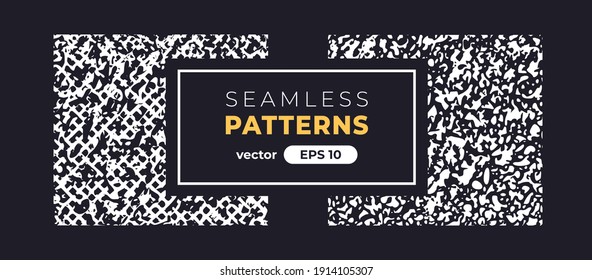 Seamless abstract pattern. Halftone grain. Grunge noise texture set. Vector illustration eps10. Creative artistic collection. Flat style. Pencil, ink paint strokes. Background template.