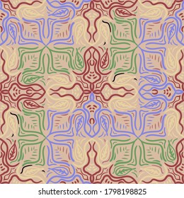 Patrón abstracto sin inconvenientes. Fondo vector dibujado a mano. Mandala a la moda, textura de tela, envoltura.