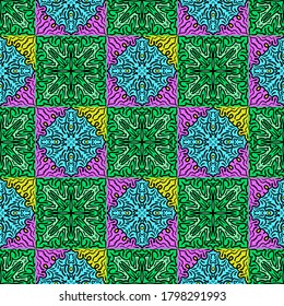 Patrón abstracto sin inconvenientes. Fondo vector dibujado a mano. Mandala a la moda, textura de tela, envoltura.