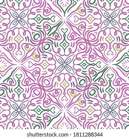 Seamless abstract pattern. Hand drawn vector background. Trendy seamless mandala, fabric texture, wrapping.