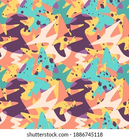 Seamless abstract pattern with hand drawn shapes, grunge spots and dots for prints, textures, textile and for your creative ideas