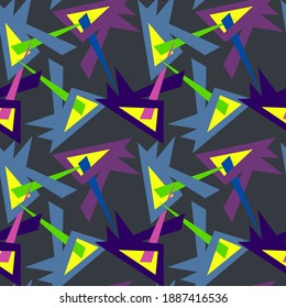 Seamless abstract pattern with hand drawn curved geometry triangle elements for prints, textures, textile and for your creative ideas