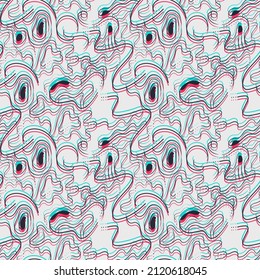 Seamless abstract pattern with hand drawn ethnic line ornaments