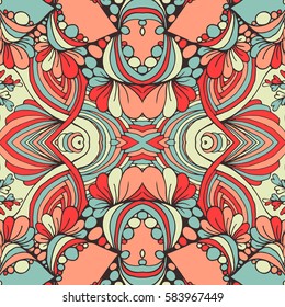 Seamless abstract pattern, hand drawn texture for Wedding, Bridal, Valentine's day or Birthday Invitations. Floral geometric background. Fabric or paper print.