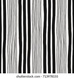 Seamless abstract pattern with hand drawn bold and thin stripes