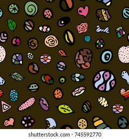 Seamless abstract pattern with hand drawn beads. Vector illustration.
