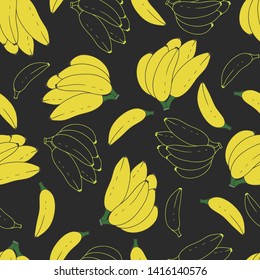 Seamless abstract pattern with hand-drawn bananas