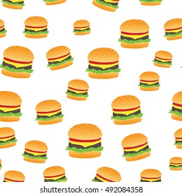 Seamless abstract pattern with hand-drawn burgers