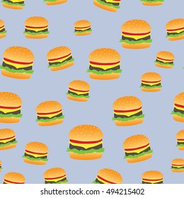 Seamless abstract pattern with hand-drawn burgers