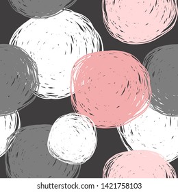 Seamless abstract pattern with hand-drawn circles. Vector illustration. Doodle.