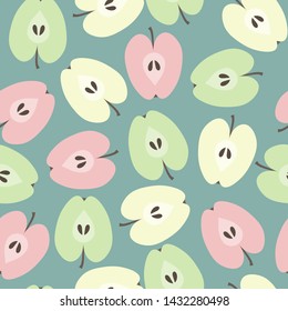 Seamless abstract pattern with hand-drawn colorful apples
