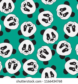 Seamless abstract pattern with hand-drawn cute pandas.