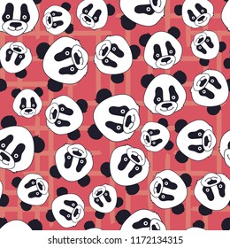 Seamless abstract pattern with hand-drawn cute pandas.