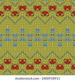 Seamless abstract pattern, hand-drawn illustration, raster version.