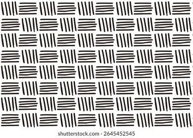Seamless abstract pattern with hand-drawn lines in a repetitive square layout. Perfect for textile, wallpaper, or background design.