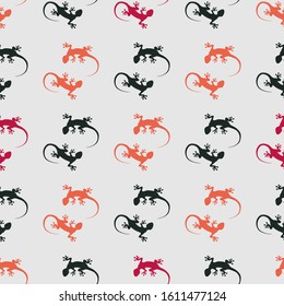 Seamless abstract pattern with hand-drawn lizards Traditional decorative objects. Vector seamless pattern with lizards.