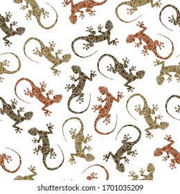 Seamless abstract pattern with hand-drawn lizards. dinosaur cartoon , cartoon seamless pattern background. Talavera ornamental ceramic. Ethnic folk ornament.