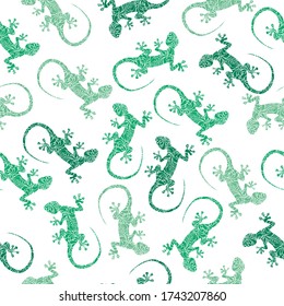 Seamless abstract pattern with hand-drawn lizards. Traditional decorative objects. Talavera ornamental ceramic. Ethnic folk ornament.