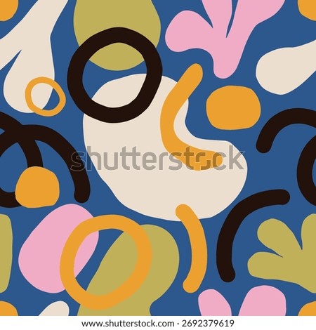 Seamless Abstract Pattern with Hand-Drawn Organic Shapes. Abstract Texture with Blobs and Cute Shapes. Fluid Organic Forms Seamless Background