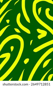 Seamless abstract pattern with hand-drawn shapes in green and yellow tones. Suitable for fabric prints, wallpapers, packaging design, and decorative projects.