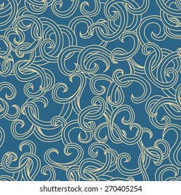 Seamless abstract pattern. Hand-drawn waves background.