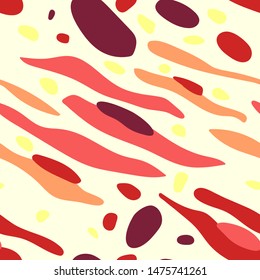 Seamless abstract pattern. Hand-drawn wavy elements, little spots on the backdrop.