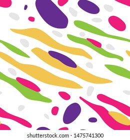 Seamless abstract pattern. Hand-drawn wavy elements, little spots on the backdrop.