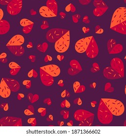 Seamless abstract pattern with hearts. Beautiful for textile or paper print. Vector illustration. Cute repeating background.