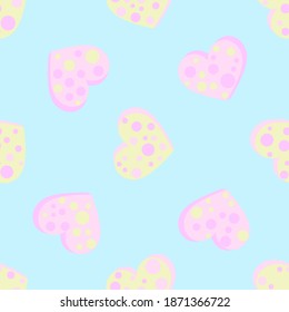 Seamless abstract pattern with hearts. Beautiful for textile or paper print. Vector illustration. Cute repeating background.
