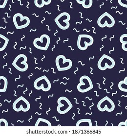 Seamless abstract pattern with hearts. Beautiful for textile or paper print. Vector illustration. Cute repeating background.