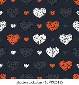 Nahtlose abstrakte Muster mit Herzen. Schön für Textil- oder Papierdruck. Vektorgrafik. Rutsch wiederholter Hintergrund.