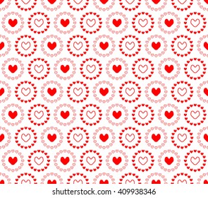 Seamless abstract pattern with hearts. Vector illustration.